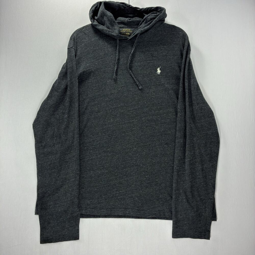 Polo Ralph Lauren Men’s L Charcoal Gray Lightweight Hooded Long Sleeve T Shirt